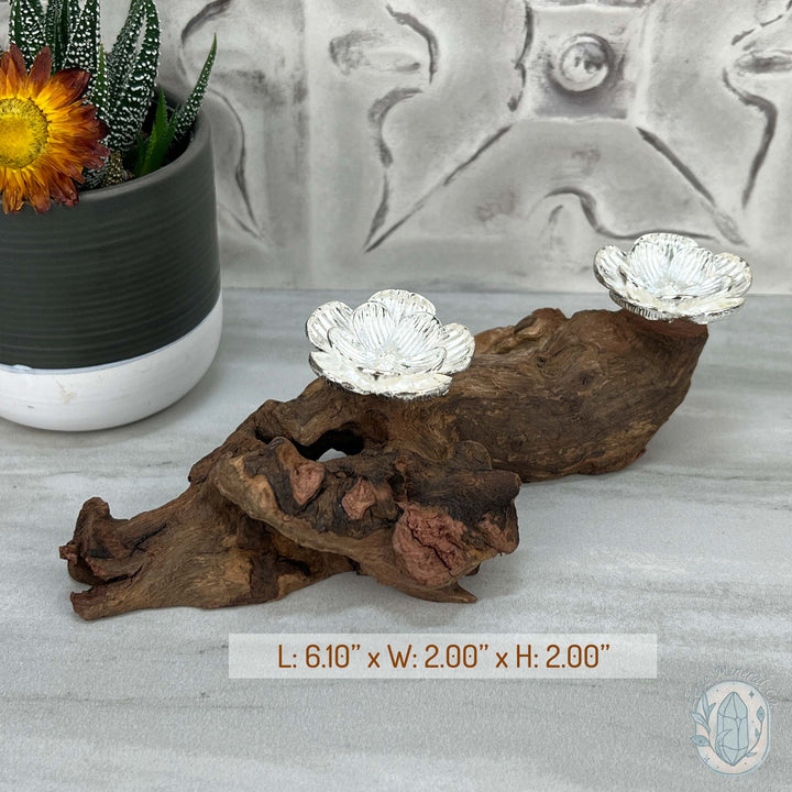 Driftwood Silver Cherry Blossom 2 Sphere Holder Stands