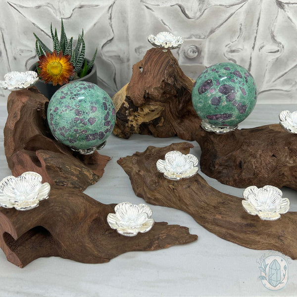 Driftwood Silver Cherry Blossom 2 Sphere Holder Stands