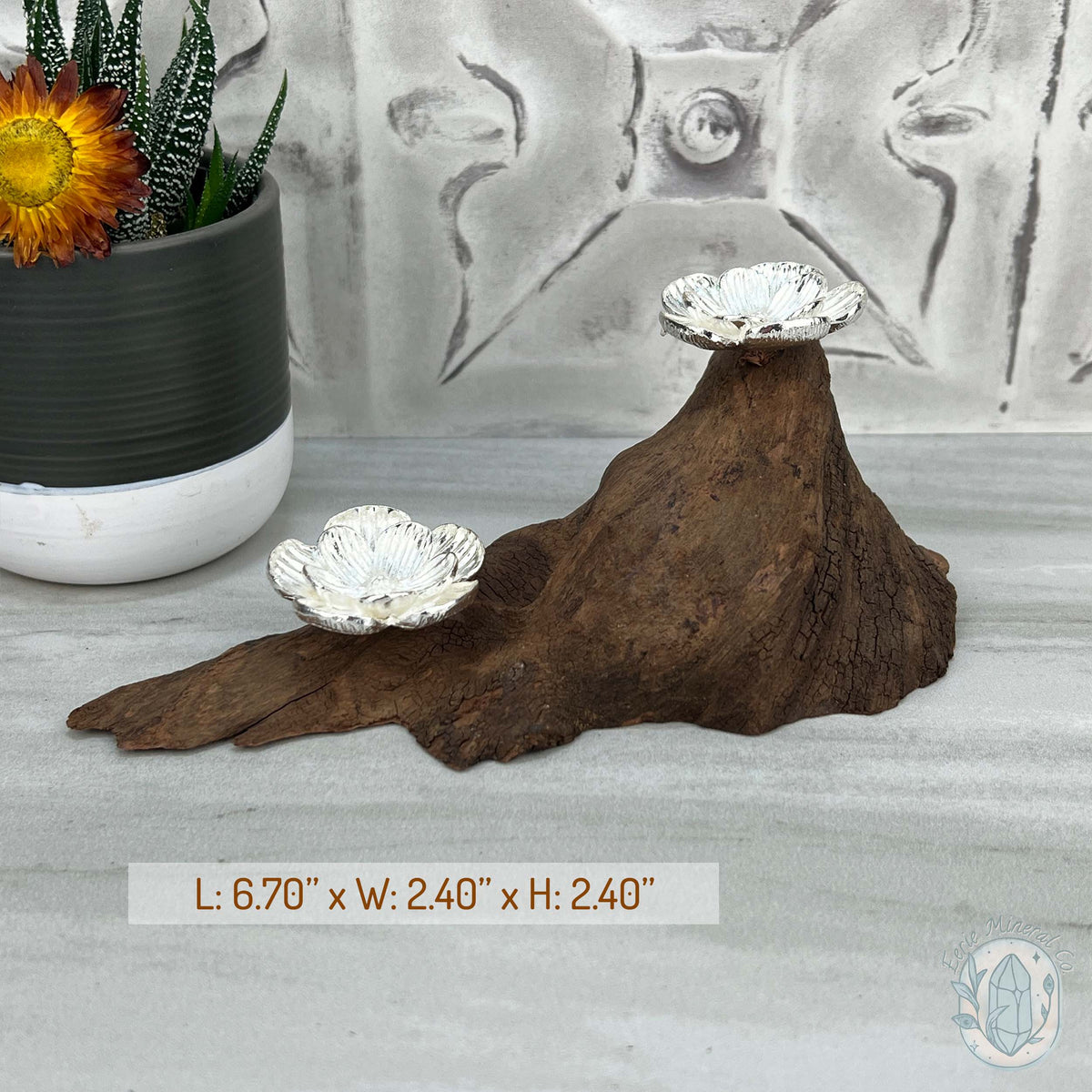 Driftwood Silver Cherry Blossom 2 Sphere Holder Stands