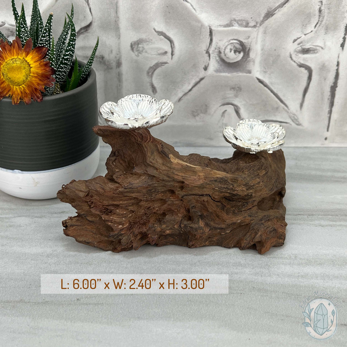 Driftwood Silver Cherry Blossom 2 Sphere Holder Stands