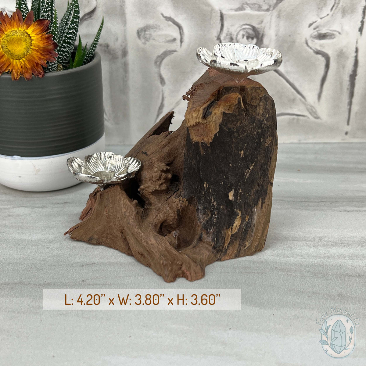 Driftwood Silver Cherry Blossom 2 Sphere Holder Stands