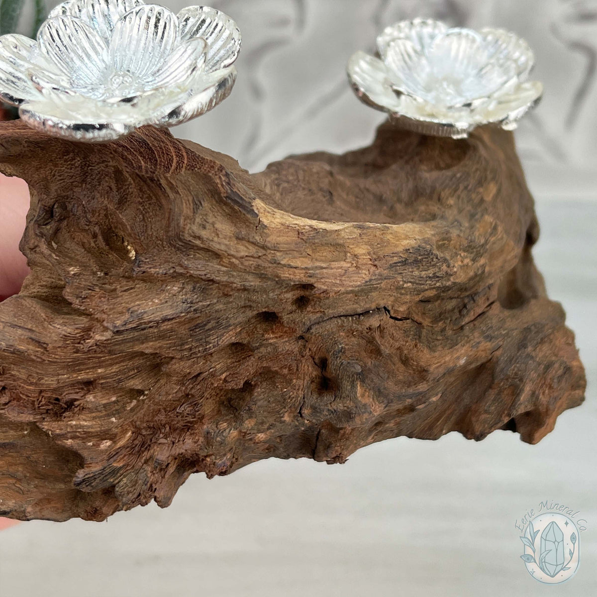 Driftwood Silver Cherry Blossom 2 Sphere Holder Stands