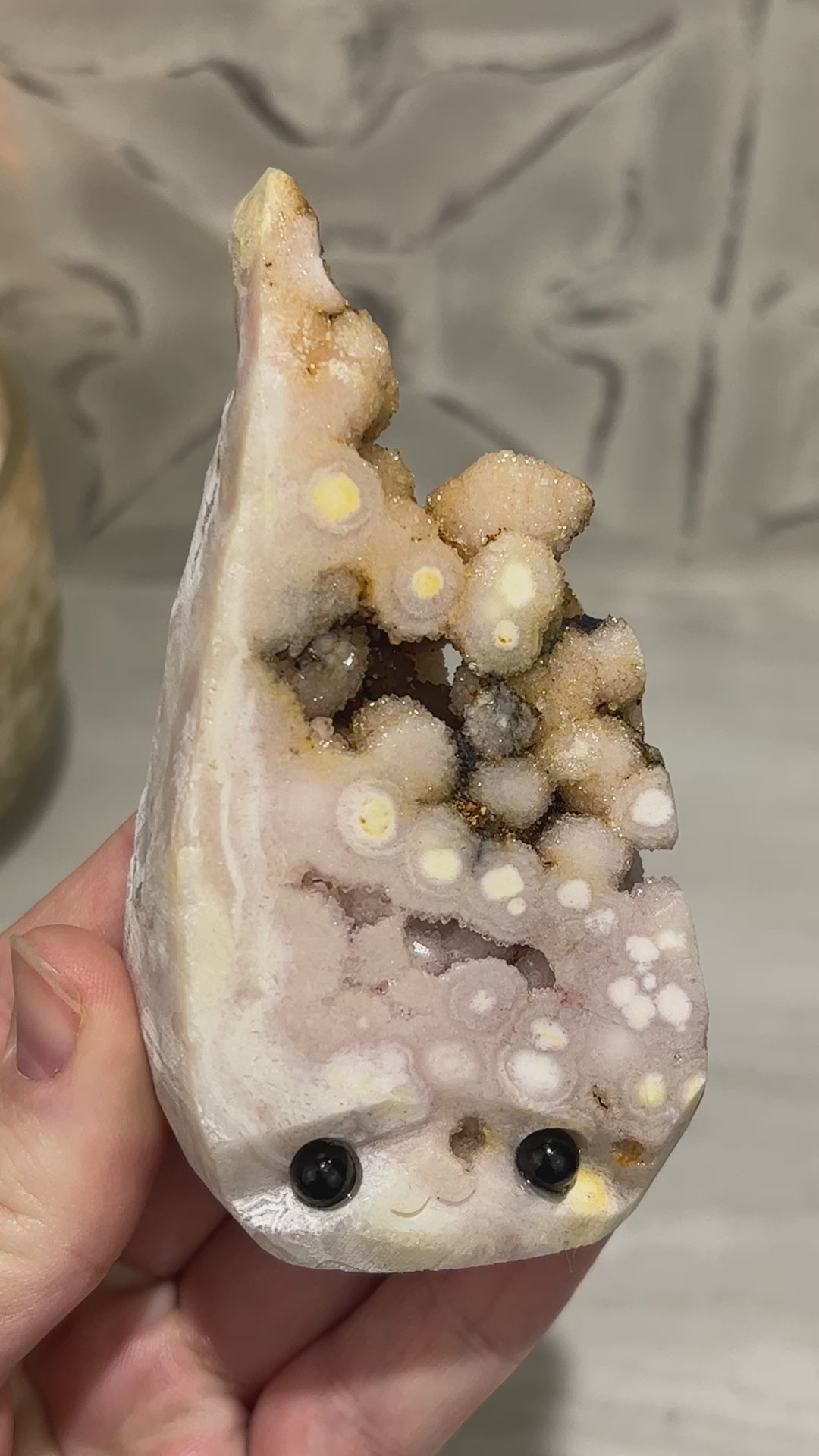 Pink Flower Agate Hedgehog Carving Specimen