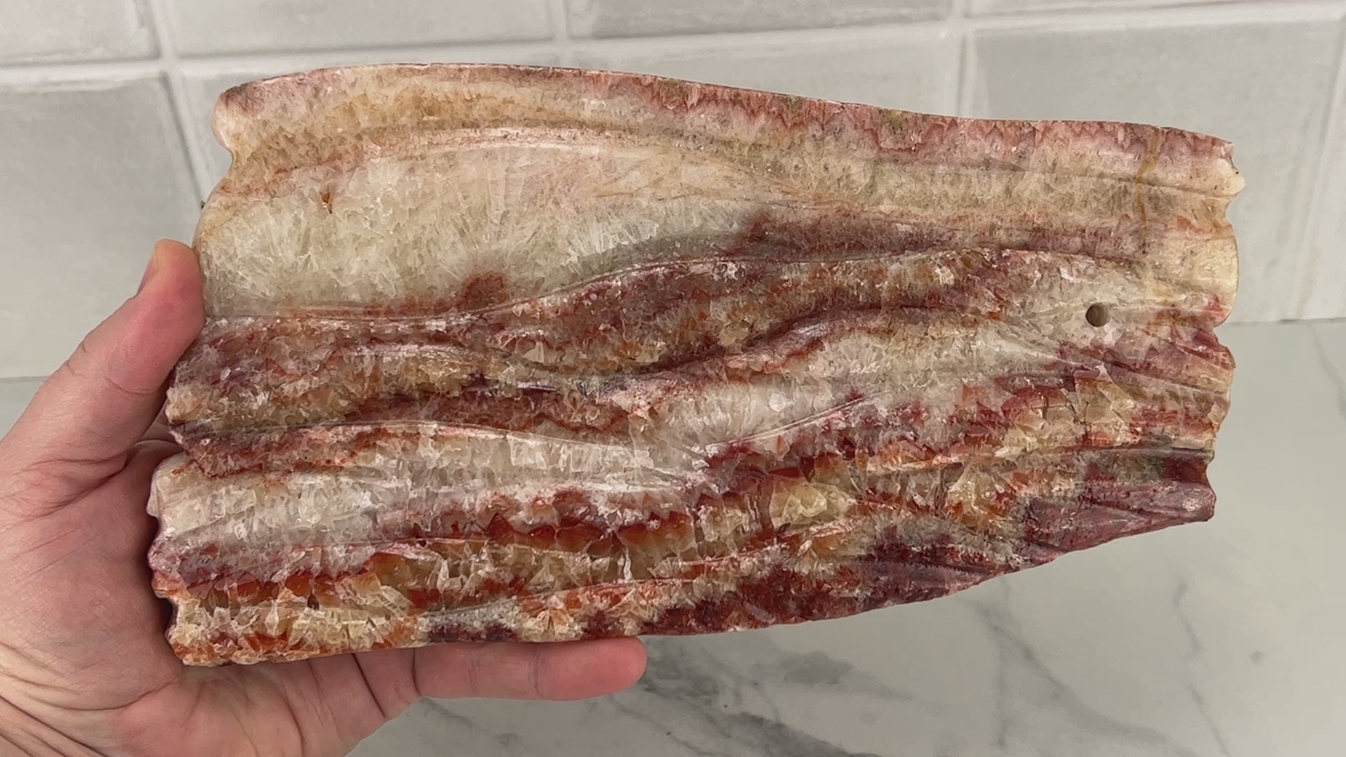 Polished Pork Stone (Red Banded Calcite) Specimen Slab