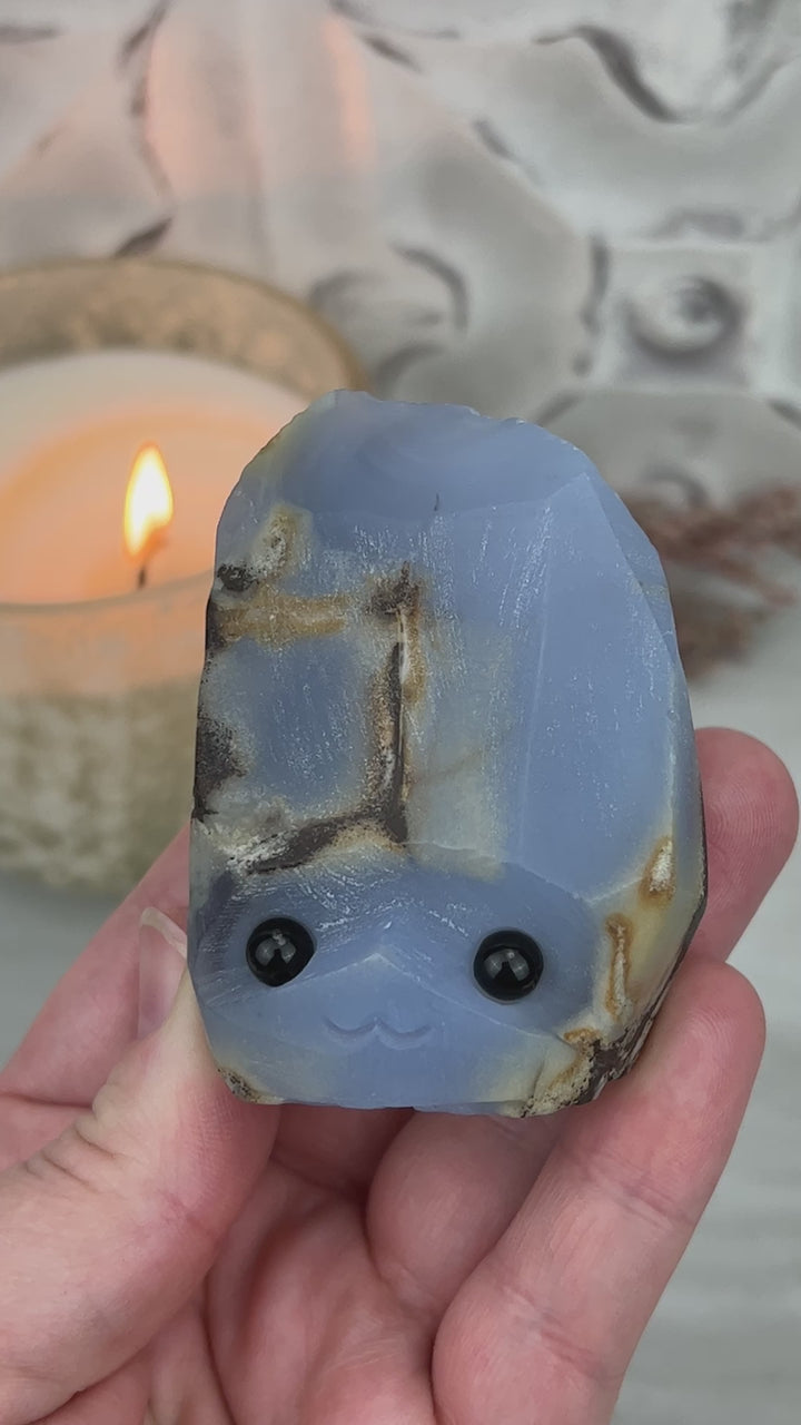 Blue Chalcedony Hedgehog Carving Specimen