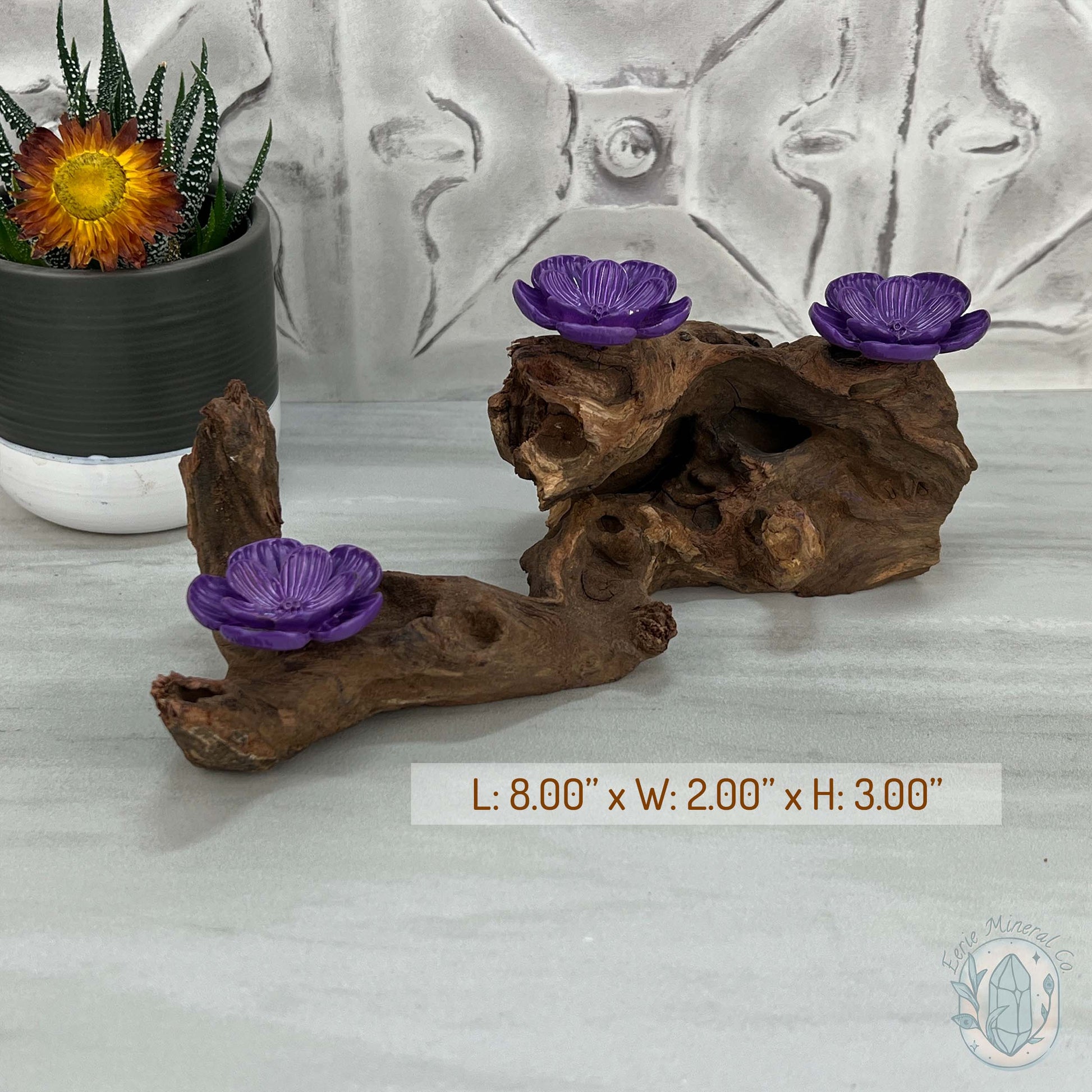 Driftwood Purple Cherry Blossom 3 Sphere Holder Stands