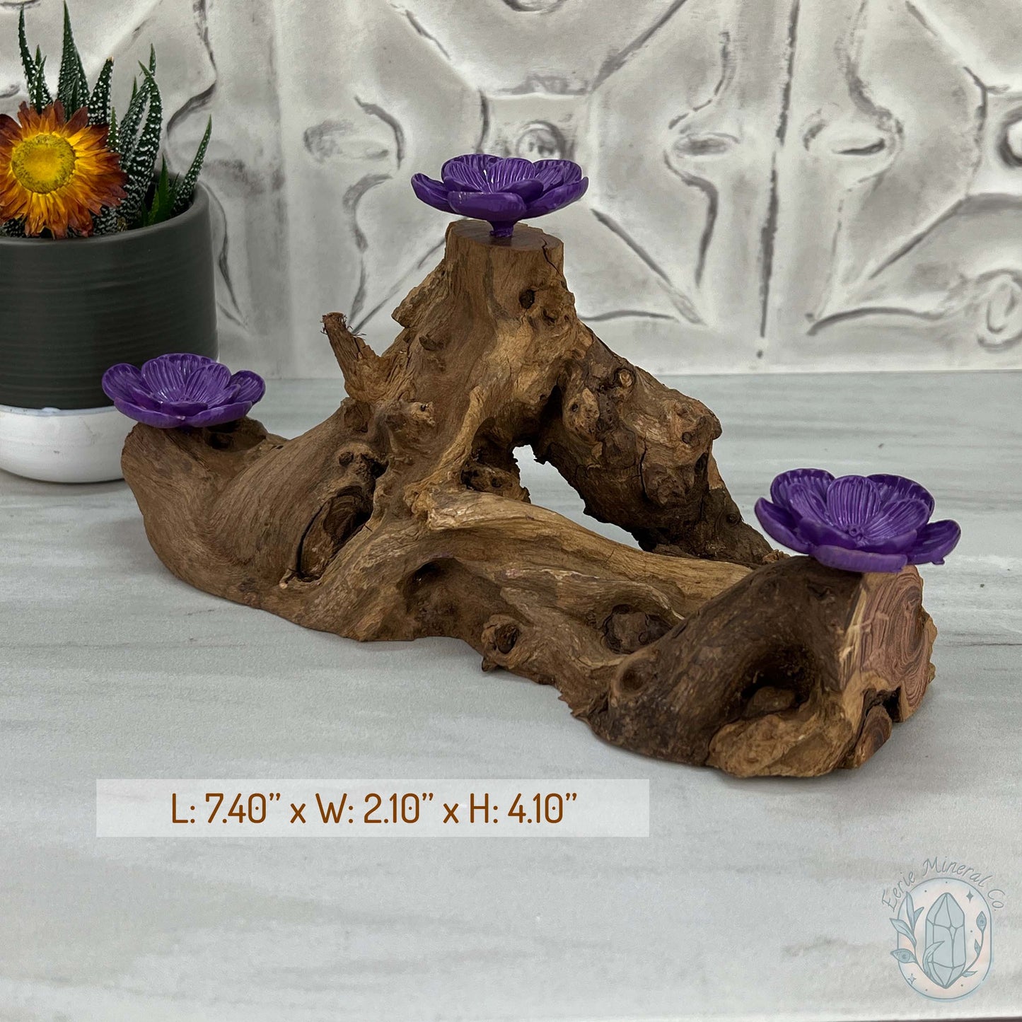 Driftwood Purple Cherry Blossom 3 Sphere Holder Stands