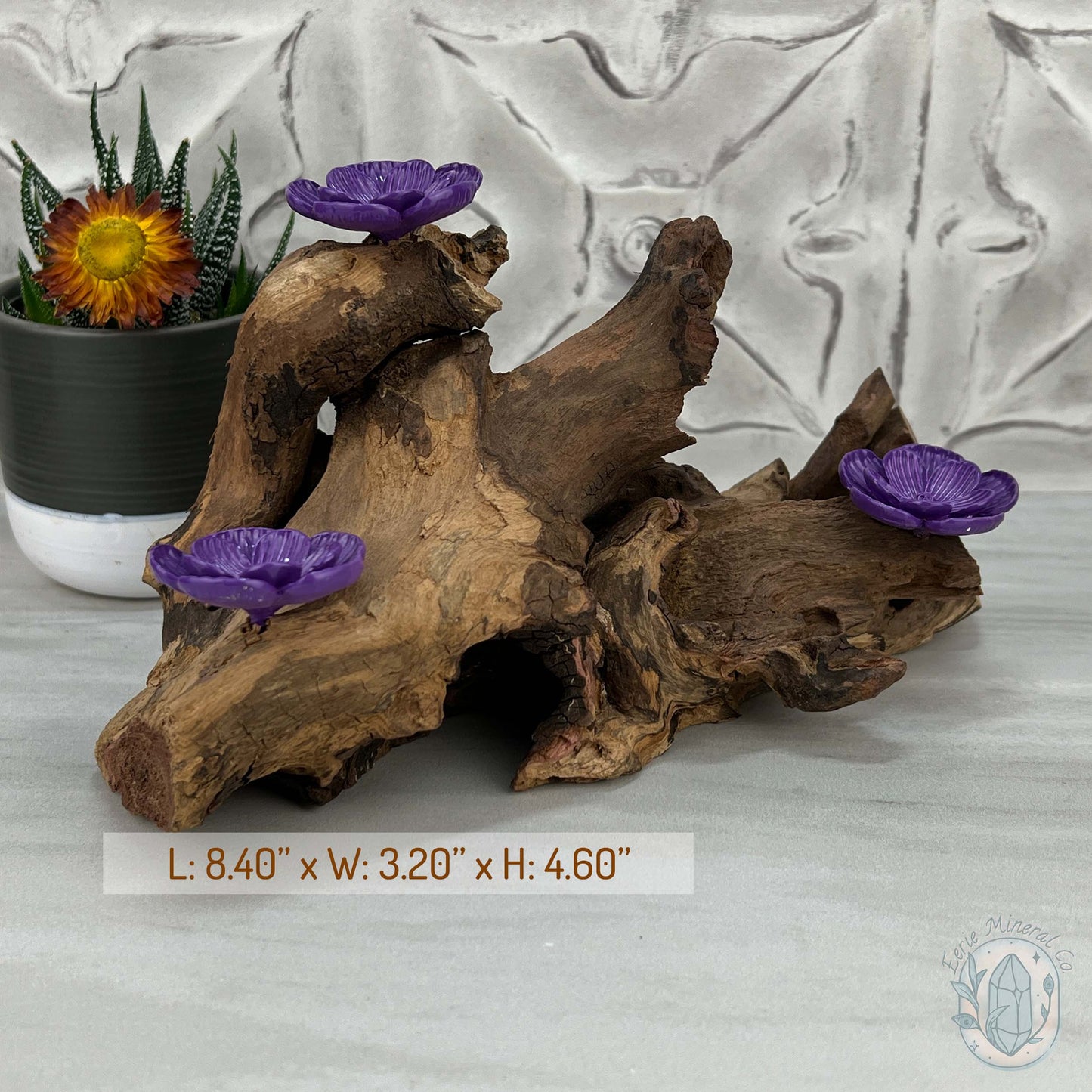 Driftwood Purple Cherry Blossom 3 Sphere Holder Stands