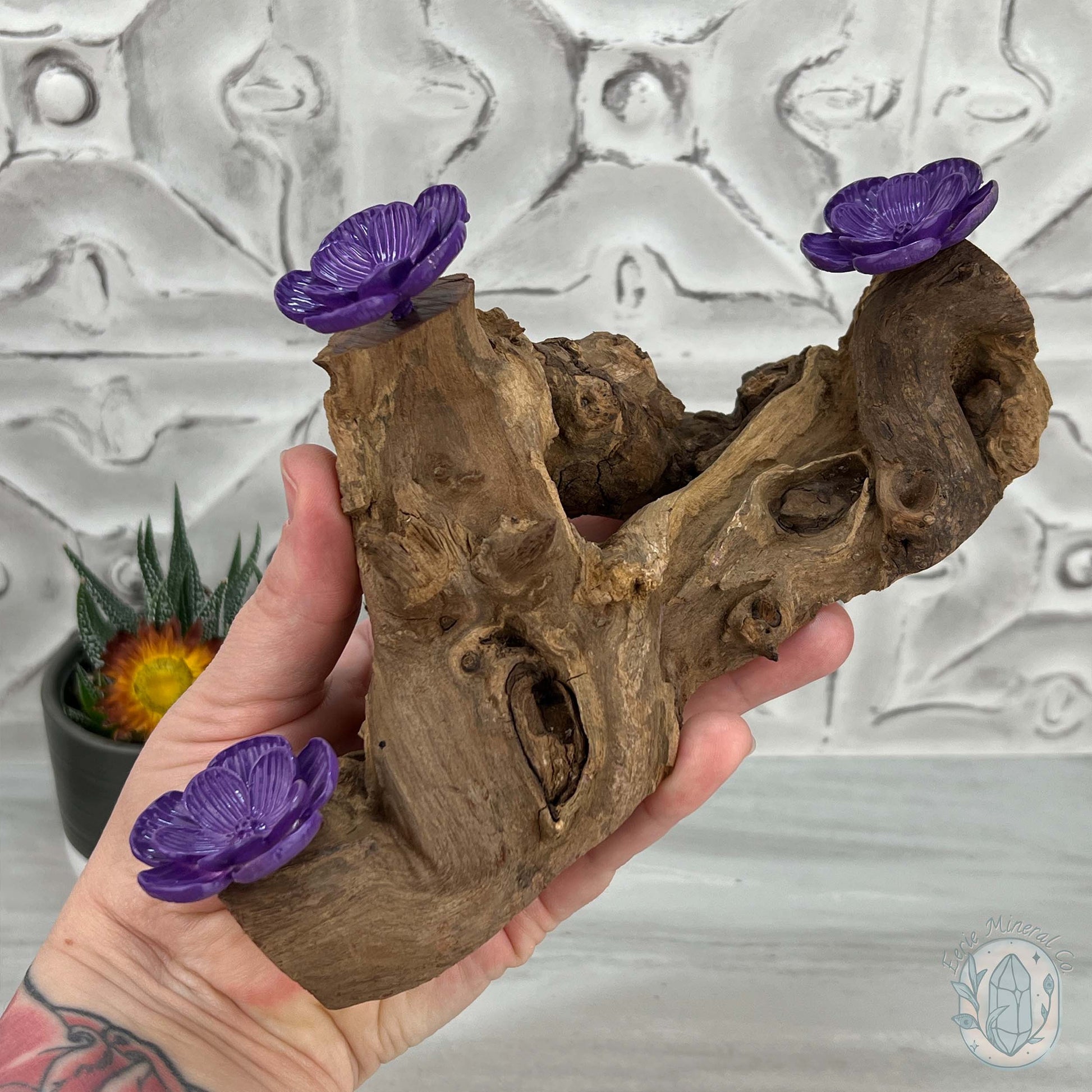 Driftwood Purple Cherry Blossom 3 Sphere Holder Stands