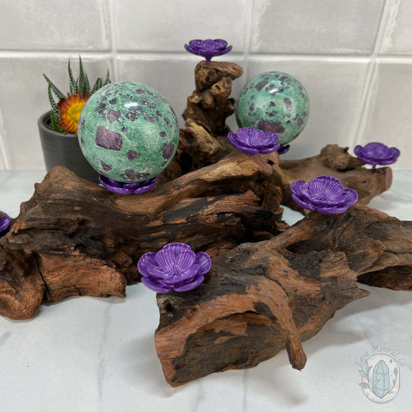 Driftwood Purple Cherry Blossom 3 Sphere Holder Stands