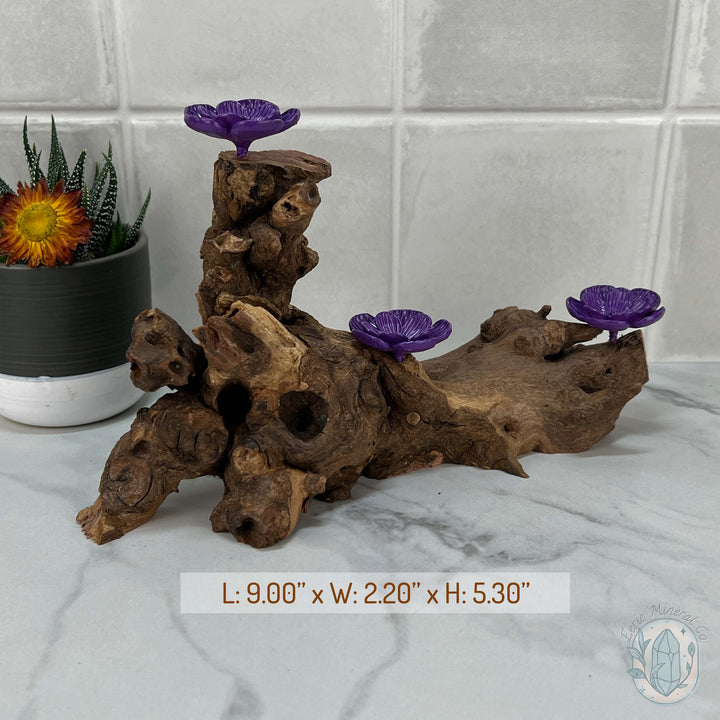 Driftwood Purple Cherry Blossom 3 Sphere Holder Stands