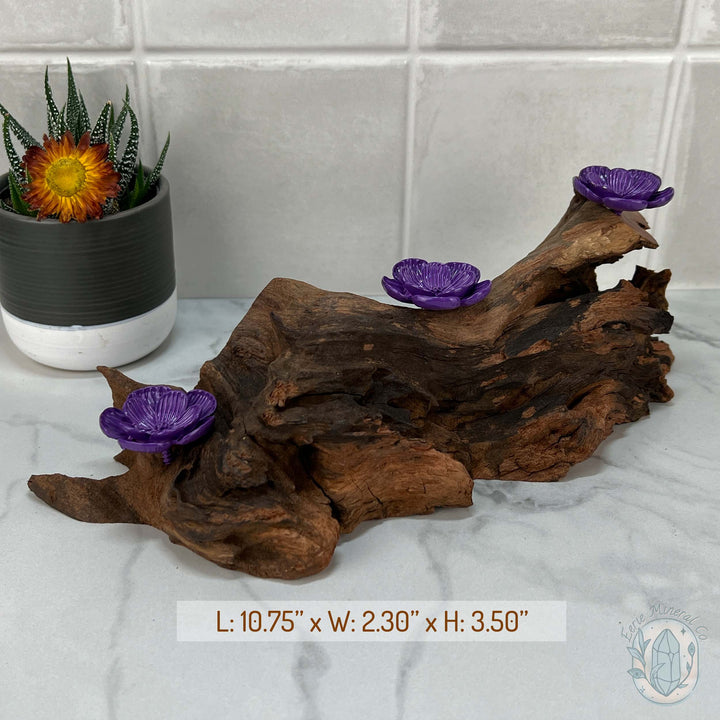 Driftwood Purple Cherry Blossom 3 Sphere Holder Stands