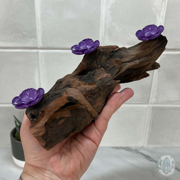 Driftwood Purple Cherry Blossom 3 Sphere Holder Stands