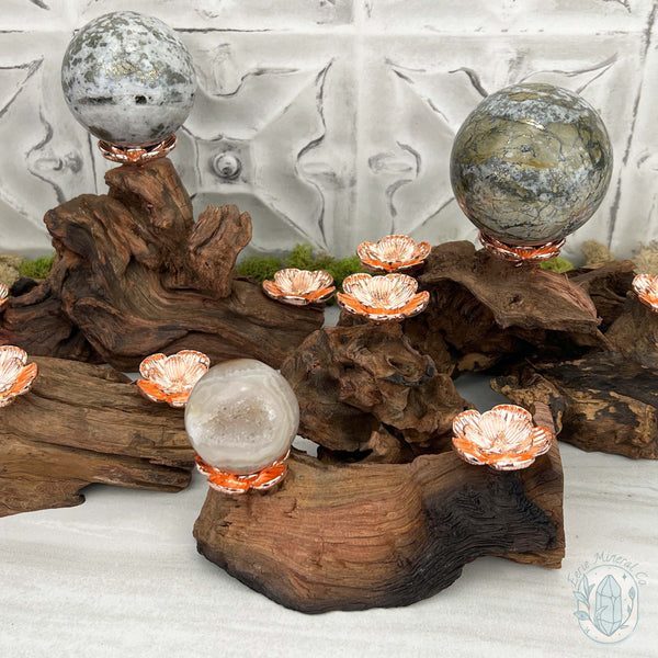 Driftwood Rose Gold Cherry Blossom 3 Sphere Holder Stand