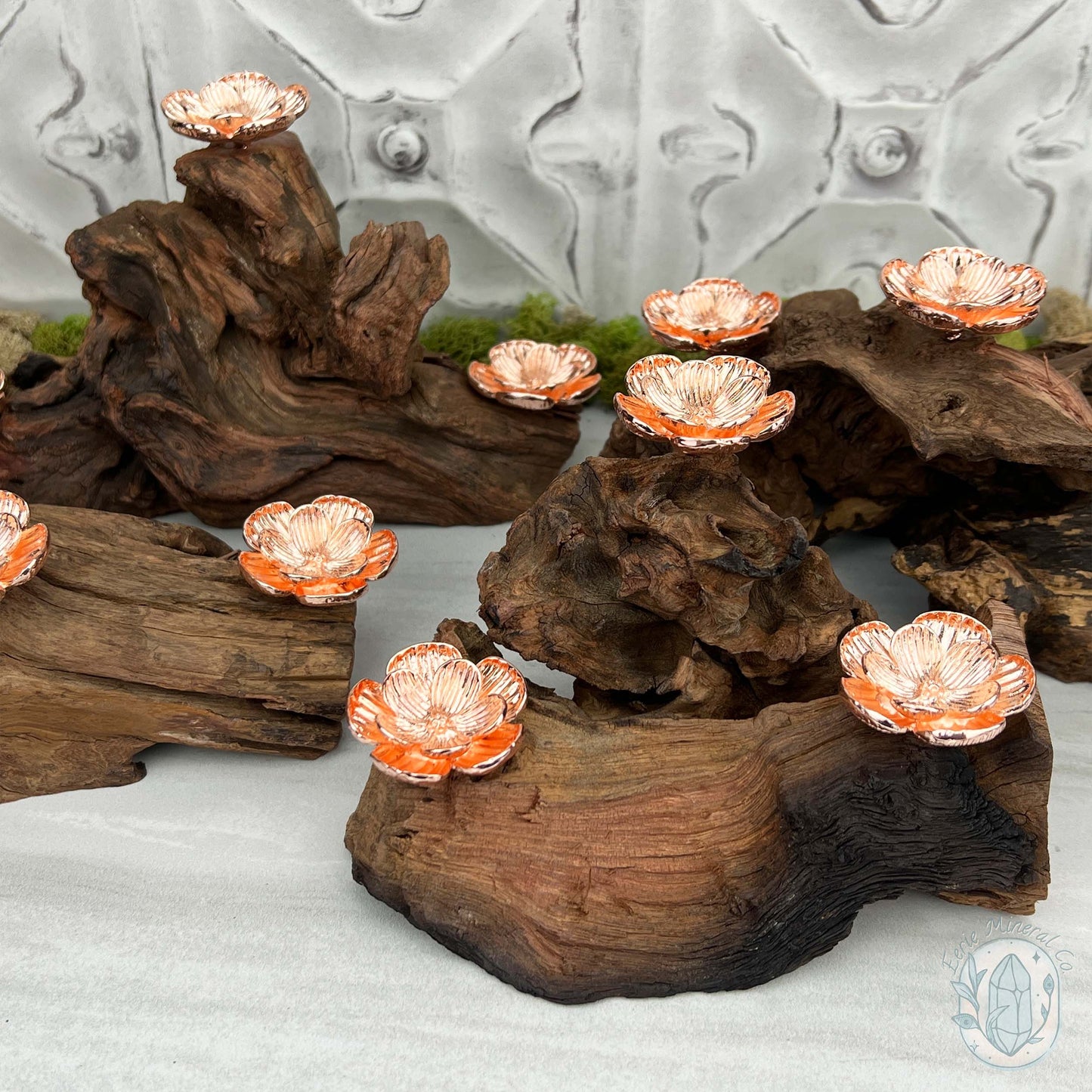 Driftwood Rose Gold Cherry Blossom 3 Sphere Holder Stand