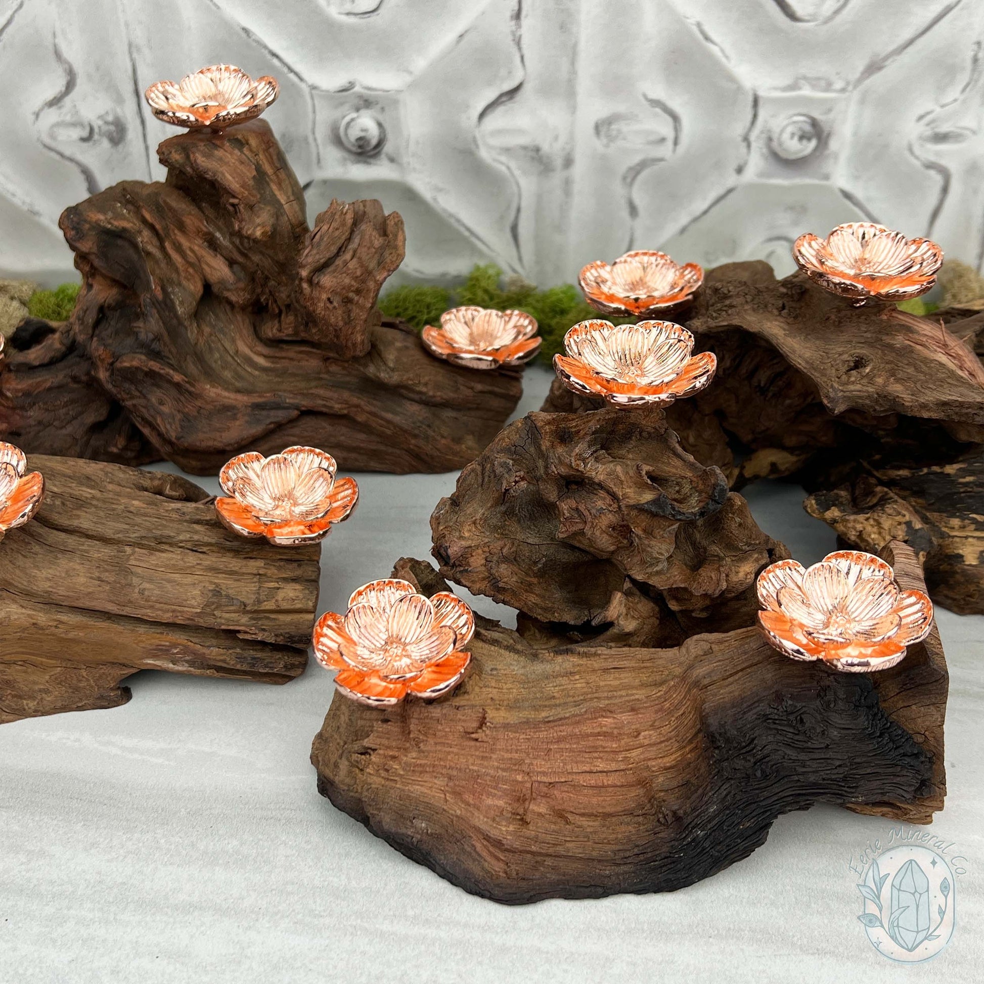 Driftwood Rose Gold Cherry Blossom 3 Sphere Holder Stand