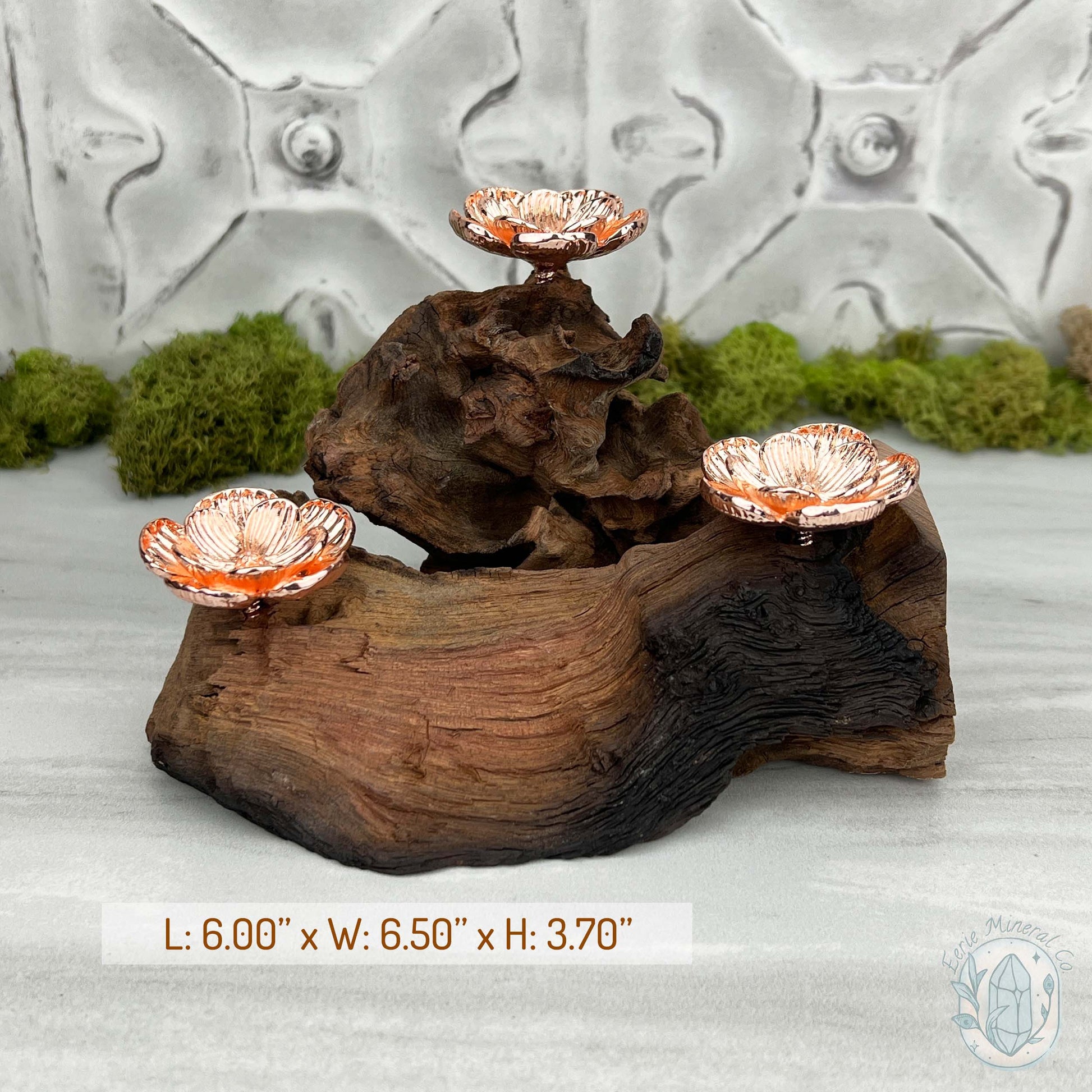 Driftwood Rose Gold Cherry Blossom 3 Sphere Holder Stand