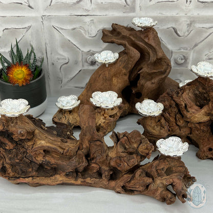 Driftwood Silver Cherry Blossom 4 Sphere Holder Stands