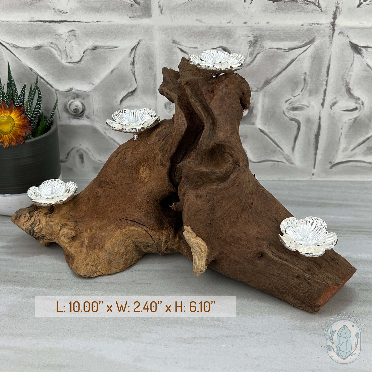 Driftwood Silver Cherry Blossom 4 Sphere Holder Stands
