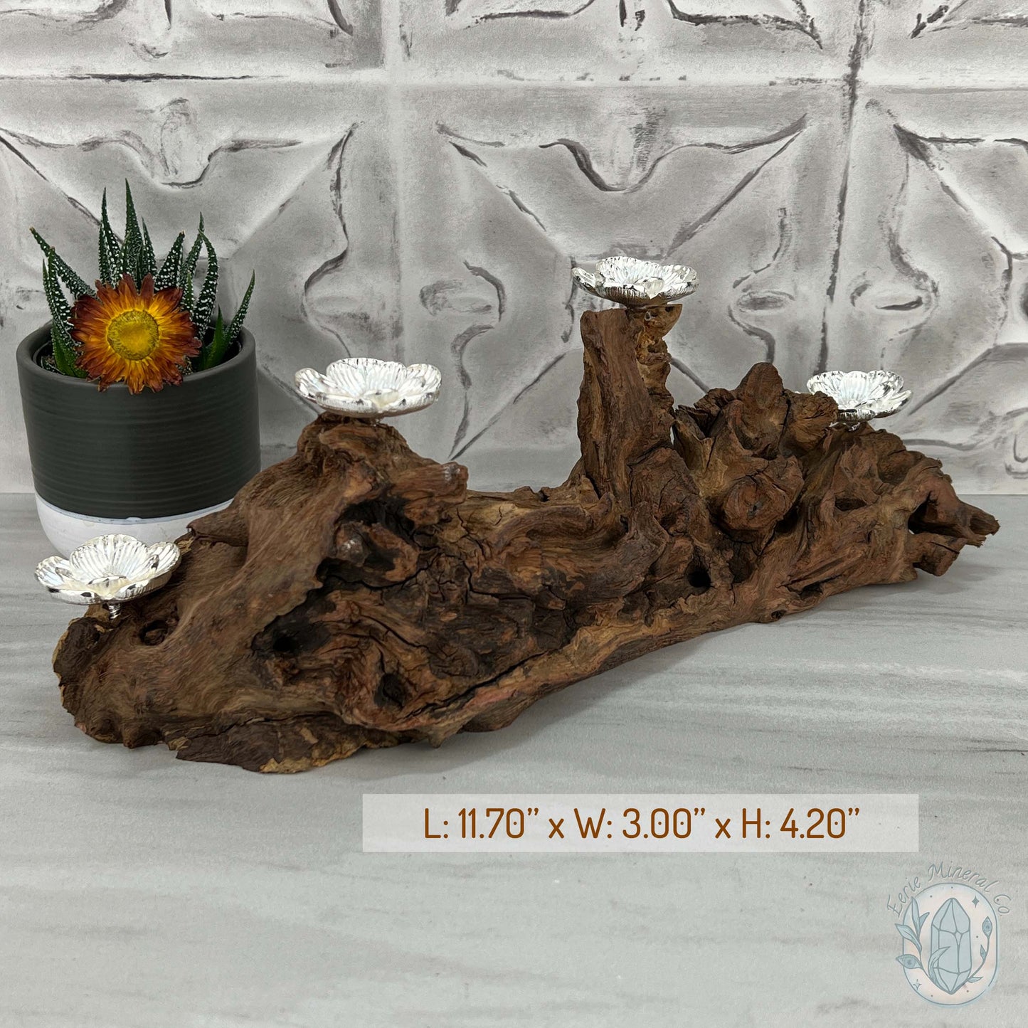 Driftwood Silver Cherry Blossom 4 Sphere Holder Stands