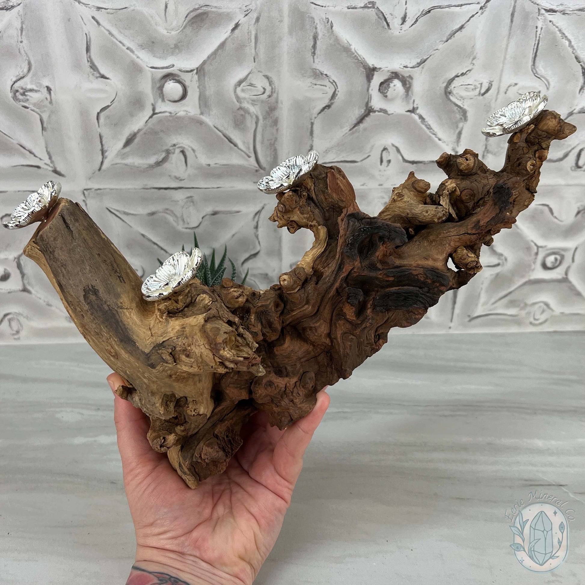 Driftwood Silver Cherry Blossom 4 Sphere Holder Stands