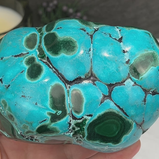 Polished Natural Chrysocolla and Malachite Freeform