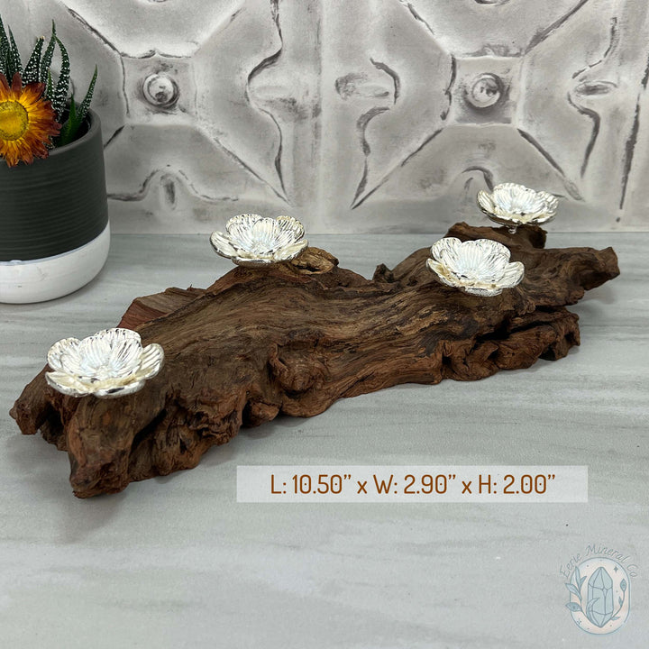 Driftwood Silver Cherry Blossom 4 Sphere Holder Stands