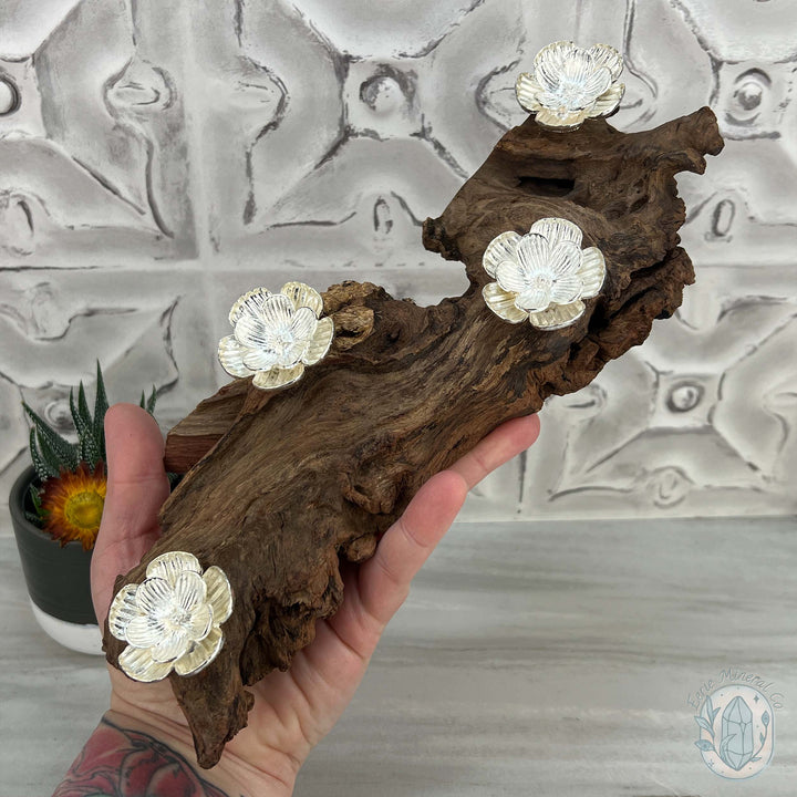 Driftwood Silver Cherry Blossom 4 Sphere Holder Stands