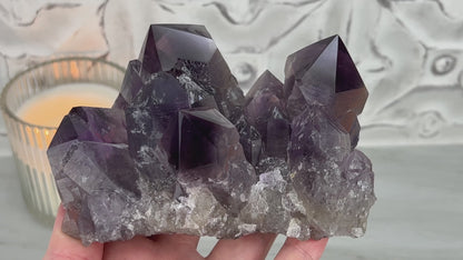 Large Polished Purple Amethyst Crystal Cluster Specimen