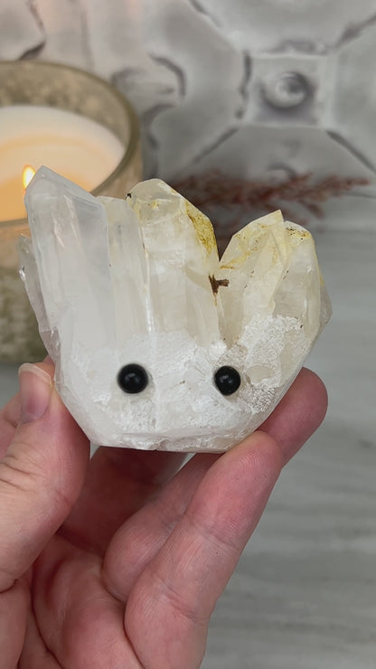 Clear Quartz Crystal Cluster Hedgehog Carving Specimen