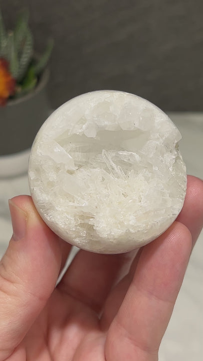 51mm White Druzy Quartz Crystal Cluster Sphere