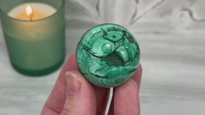 36mm Polished Malachite Sphere 90g in Weight