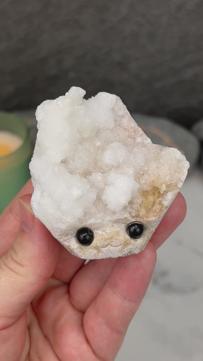 White Druzy Calcite Hedgehog Carving