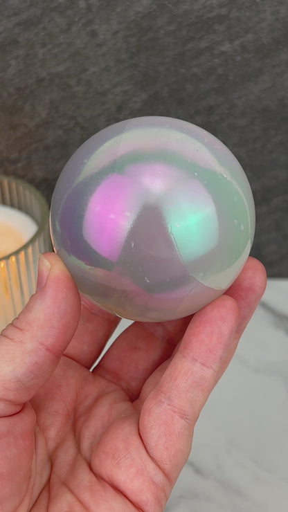 67mm Angel Aura Coated Selenite Sphere