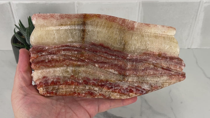 Polished Pork Stone (Red Banded Calcite) Specimen Slab