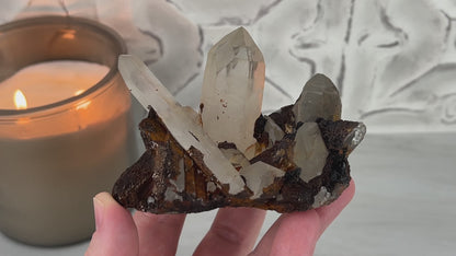 Red Hematite with Quartz Cluster Specimen