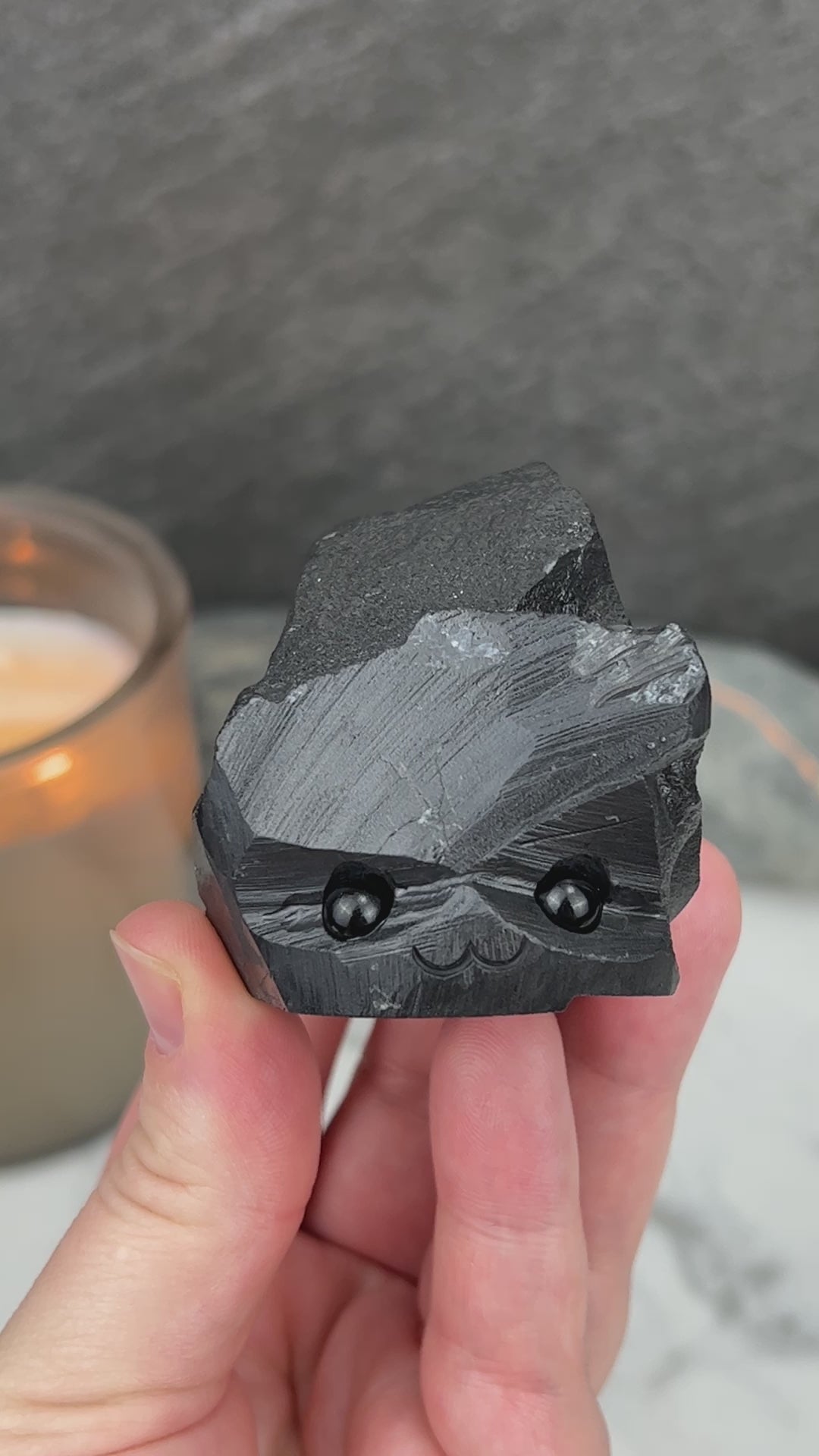 Natural Shungite Hedgehog Carving