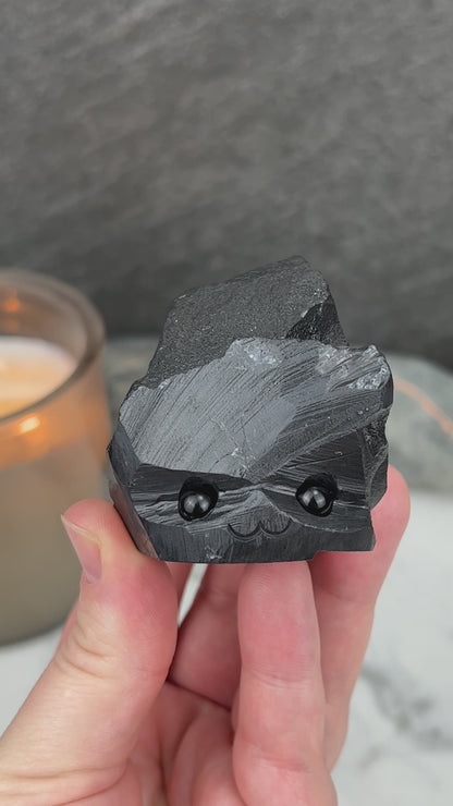 Natural Shungite Hedgehog Carving