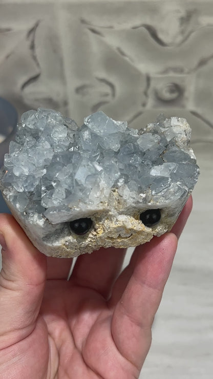 Celestite Crystal Hedgehog Carving Specimen