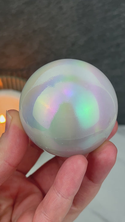 57mm Angel Aura Coated Selenite Sphere