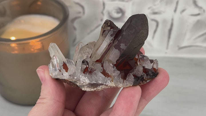 Red Hematite with Quartz Cluster Specimen