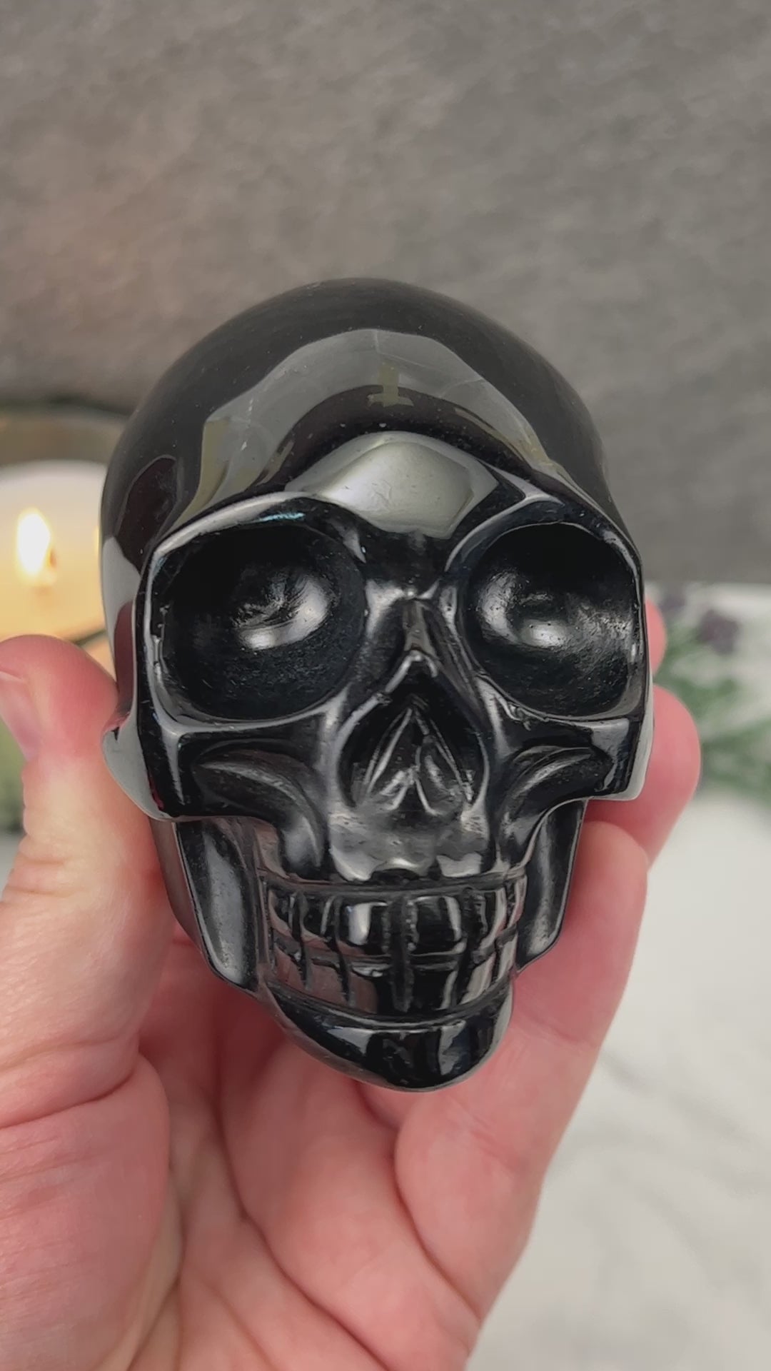3.5" Polished Black Obsidian Skull Carving