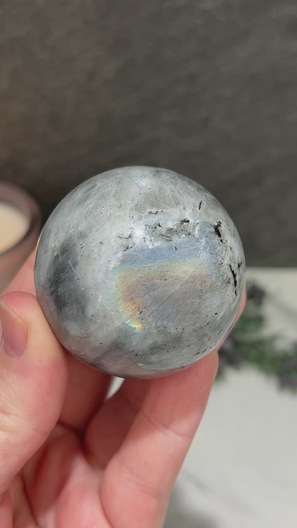 50mm Polished Rainbow Flash Labradorite Sphere