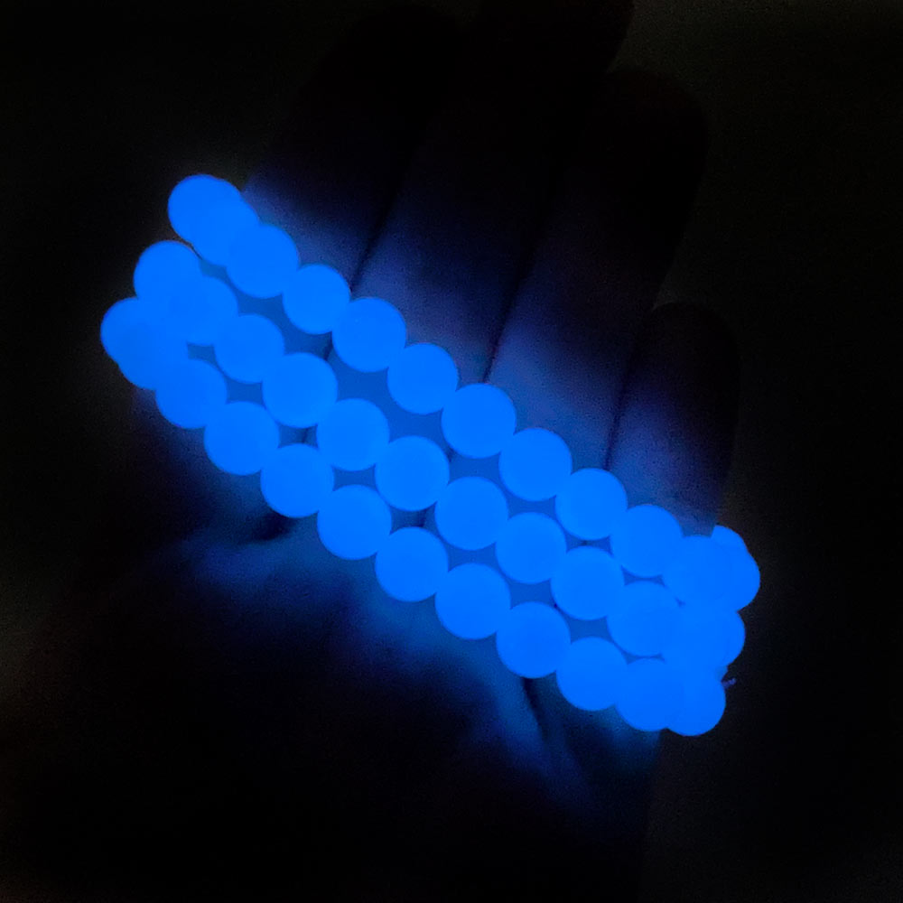 Blue Glow In The Dark Beaded Boho Stretch Bracelet