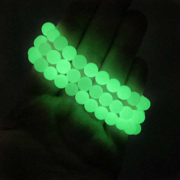 Polished Green Glow Synthetic Stone Beaded Stretch Bracelet