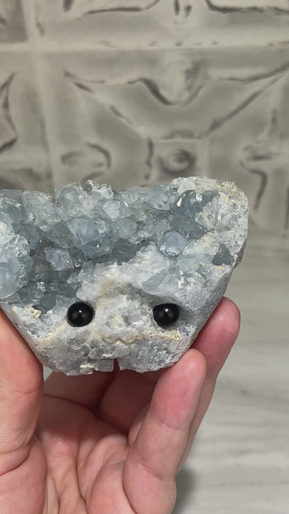 Celestite Crystal Hedgehog Carving Specimen