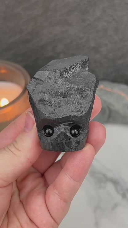Natural Shungite Hedgehog Carving
