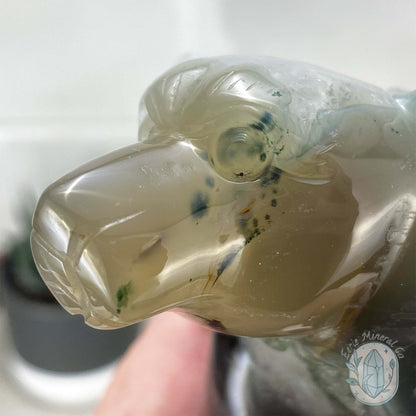 Polished Druzy Geode Agate Bear Carving