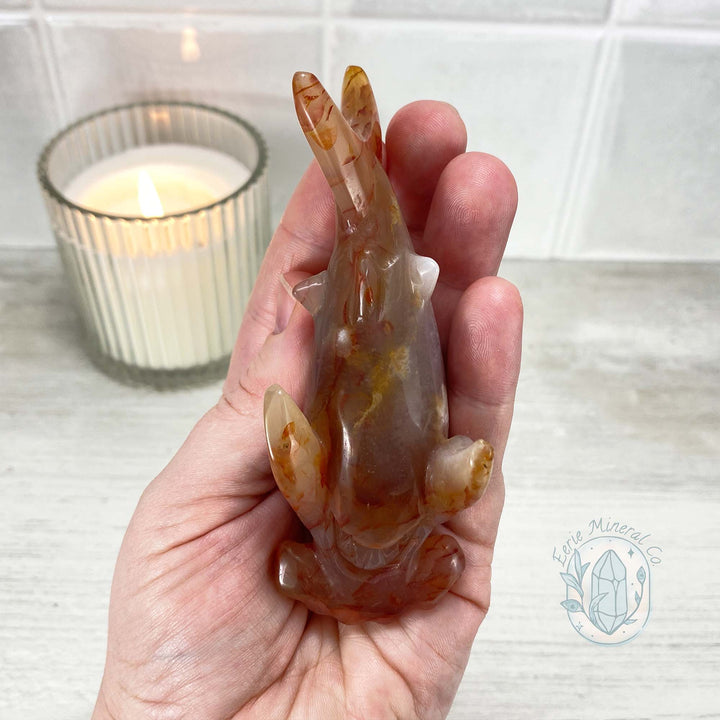Cloudy Agate with Amber Colored Banding Hammerhead Shark Carving