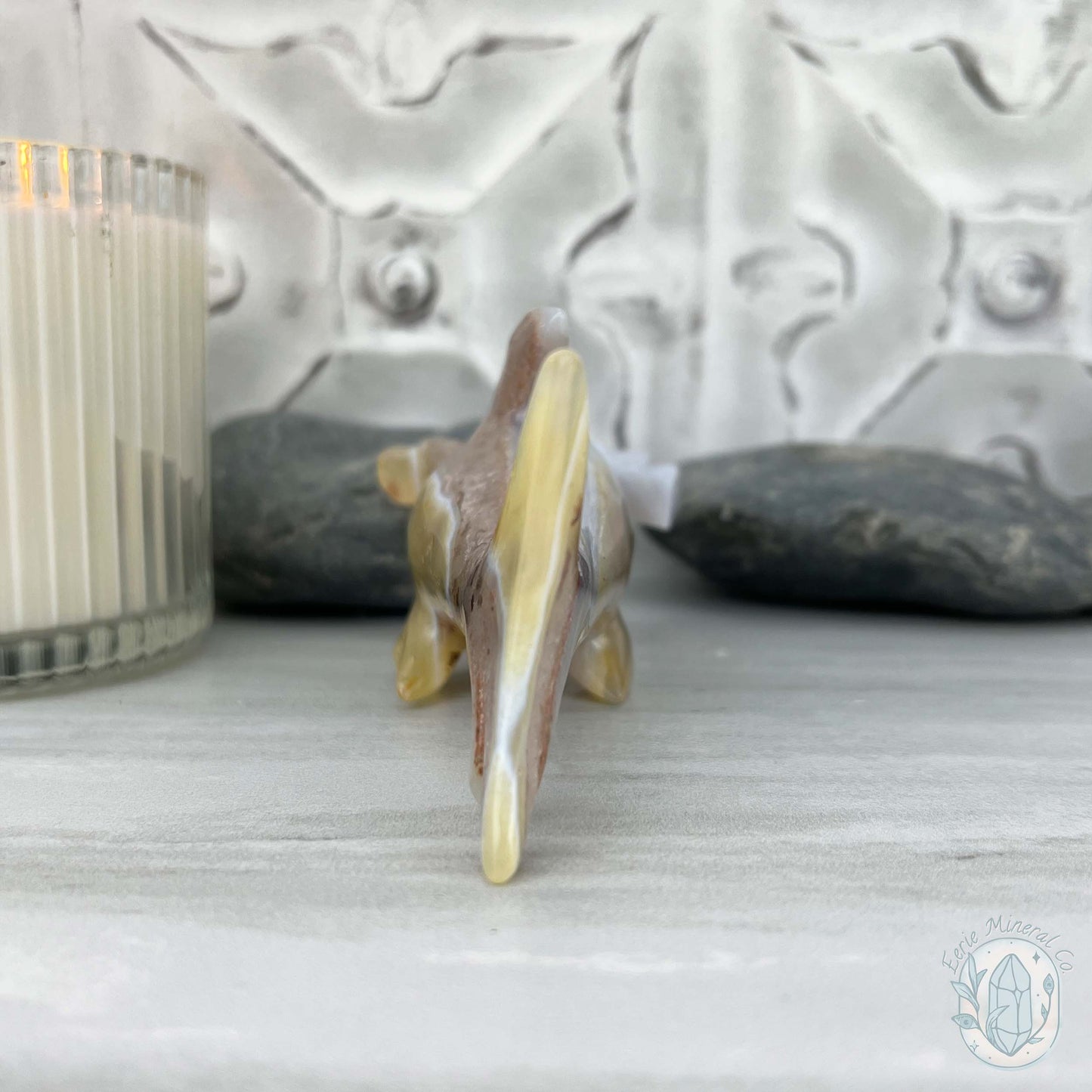 Beach Colored Banded Agate Hammerhead Shark Carving